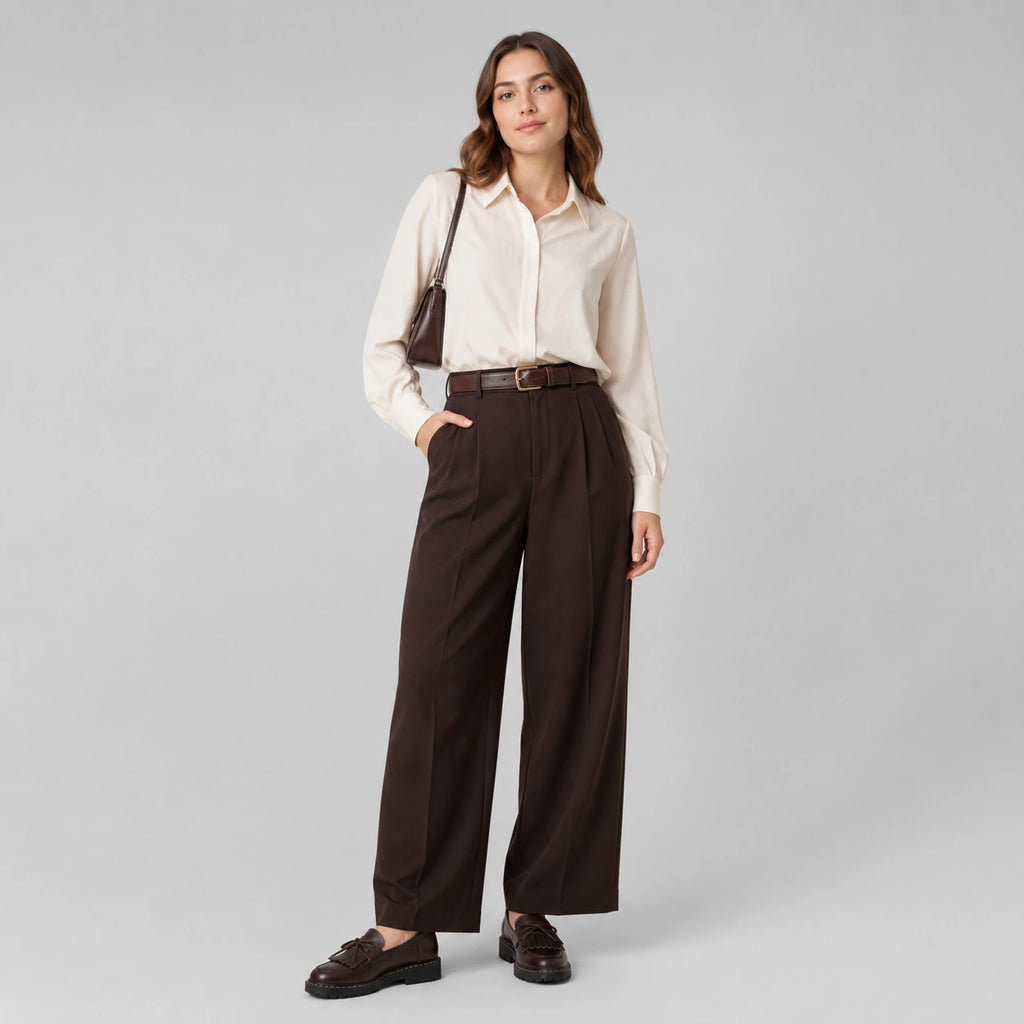 Mocassin en Cuir Marron Foncé Frange et Lacets Nœud Papillon | Elodie