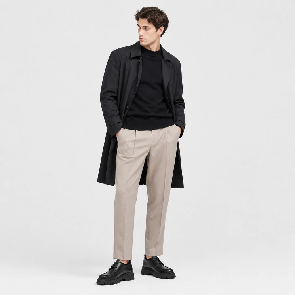 Mocassin Derby Compensé en Cuir Noir Semelle Épaisse à Lacet | Lazare