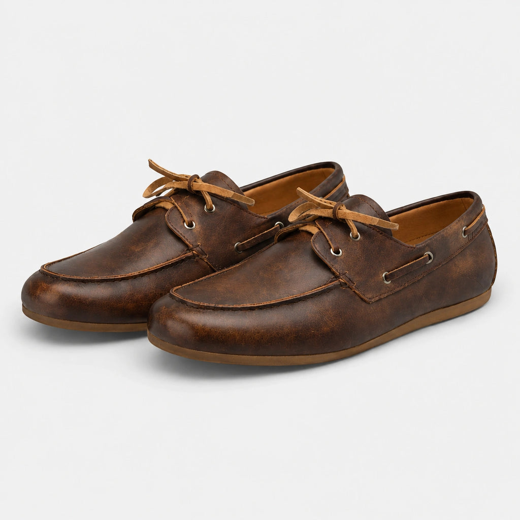 Mocassin en Cuir Marron Foncé à Lacets pour Femme | Marion