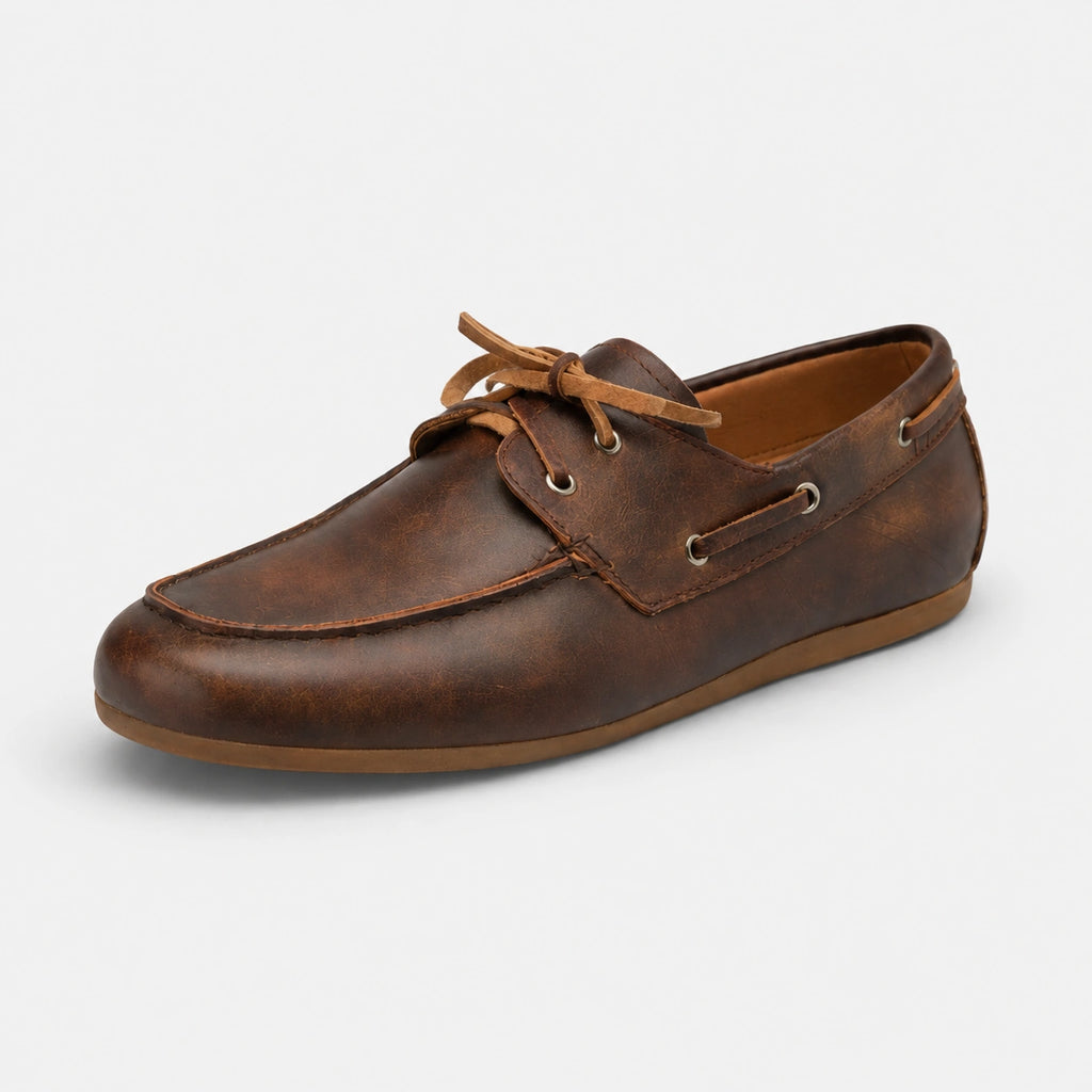 Mocassin en Cuir Marron Foncé à Lacets pour Femme | Marion
