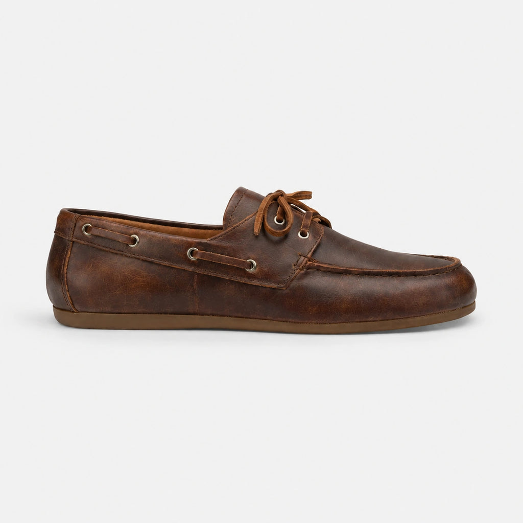 Mocassin en Cuir Marron Foncé à Lacets pour Femme | Marion