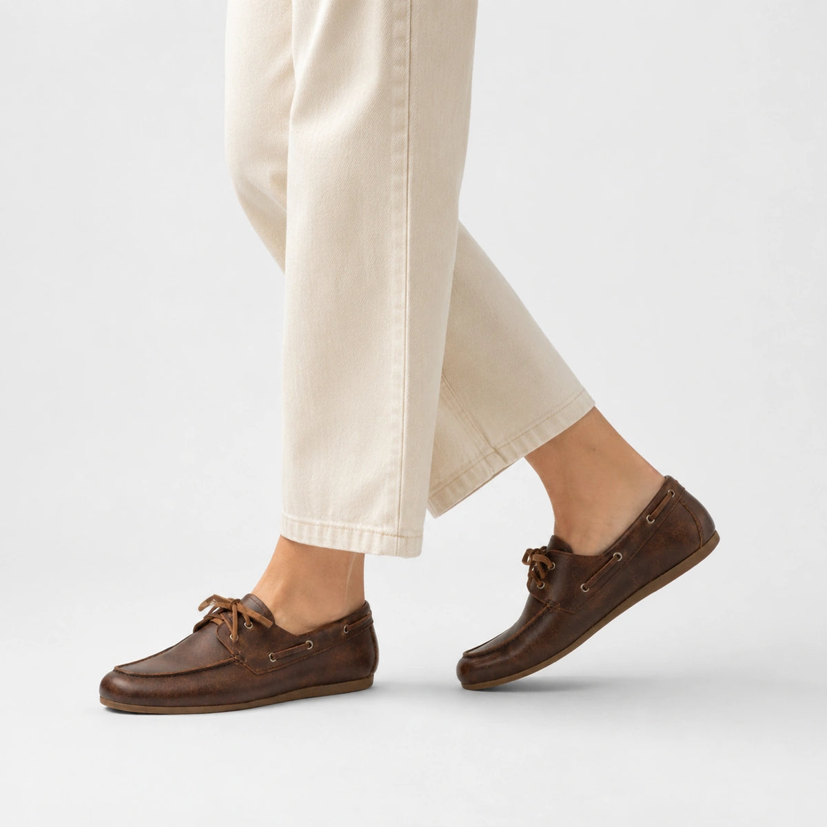 Mocassin en Cuir Marron Foncé à Lacets pour Femme | Marion