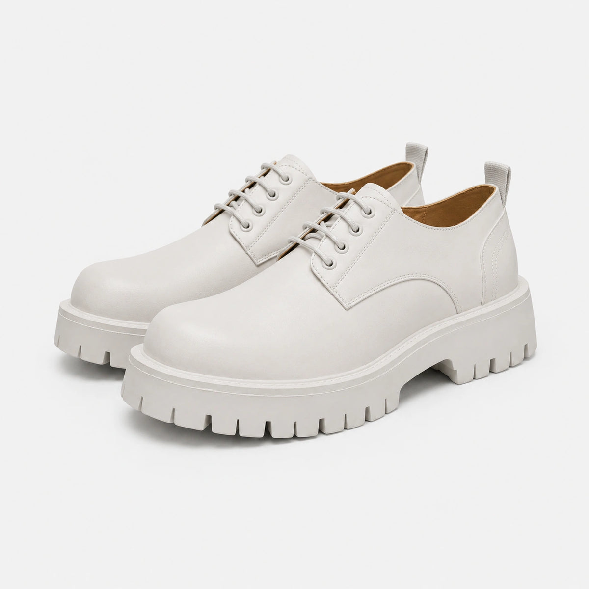 Mocassin Derby Plateforme Blanc à Lacets | Mickael