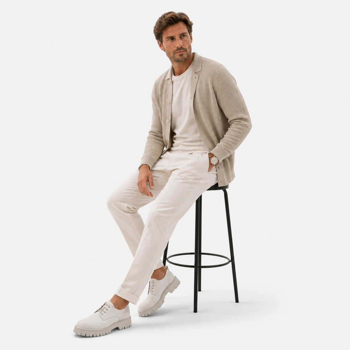 Mocassin Derby Plateforme Blanc à Lacets | Mickael