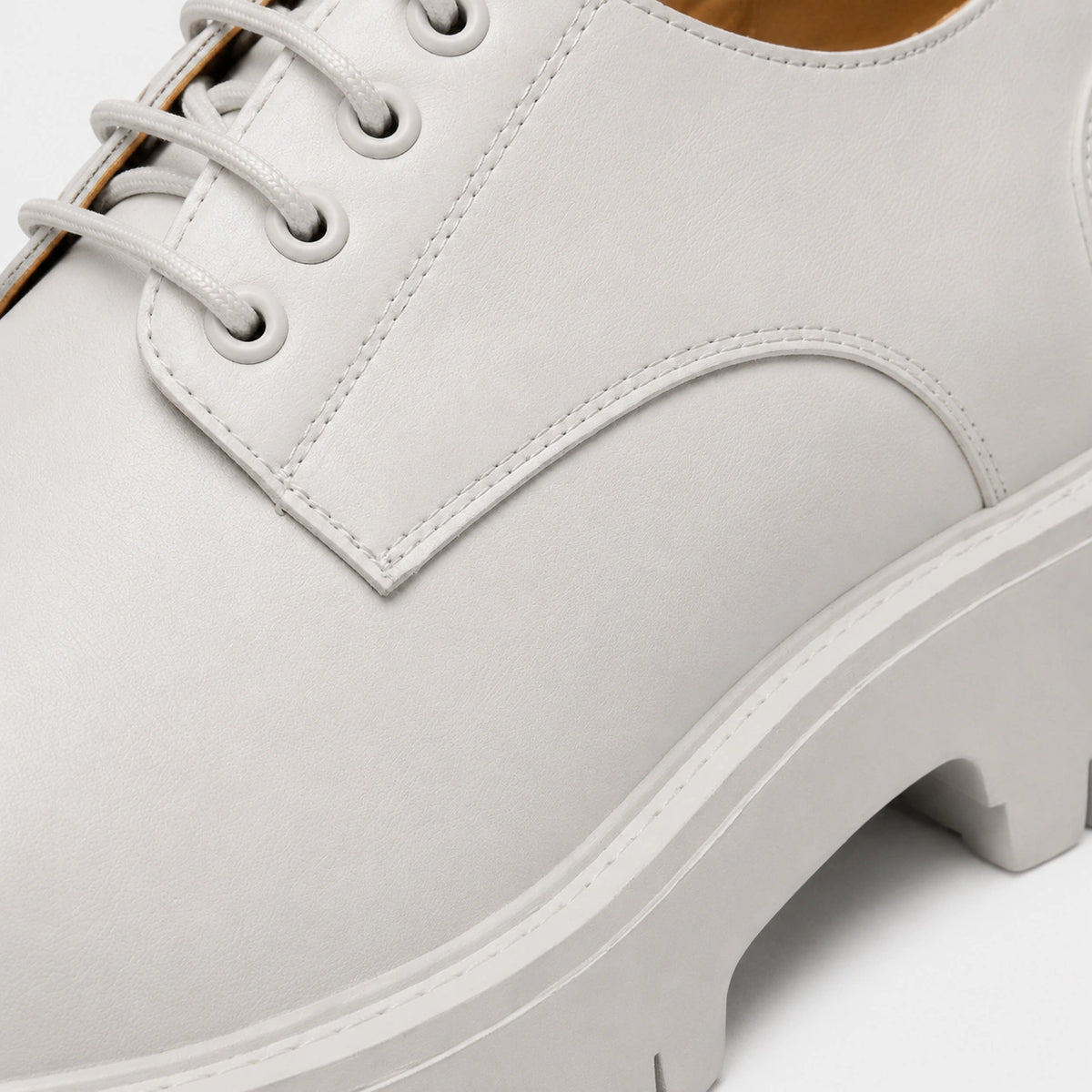 Mocassin Derby Plateforme Blanc à Lacets | Mickael