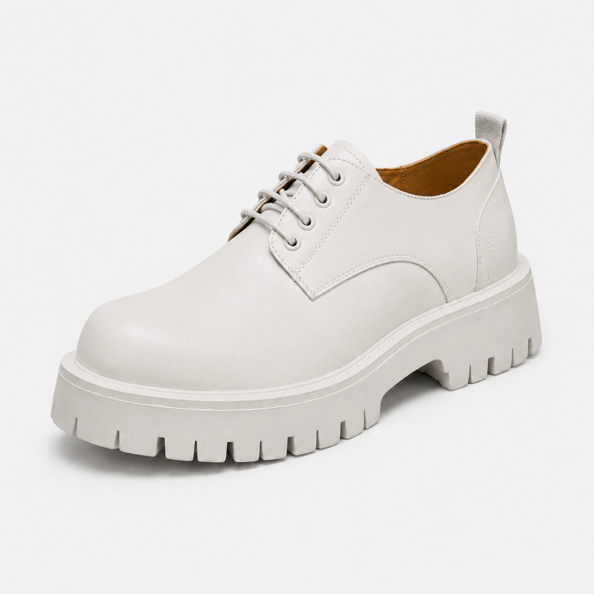 Mocassin Derby Plateforme Blanc à Lacets | Mickael