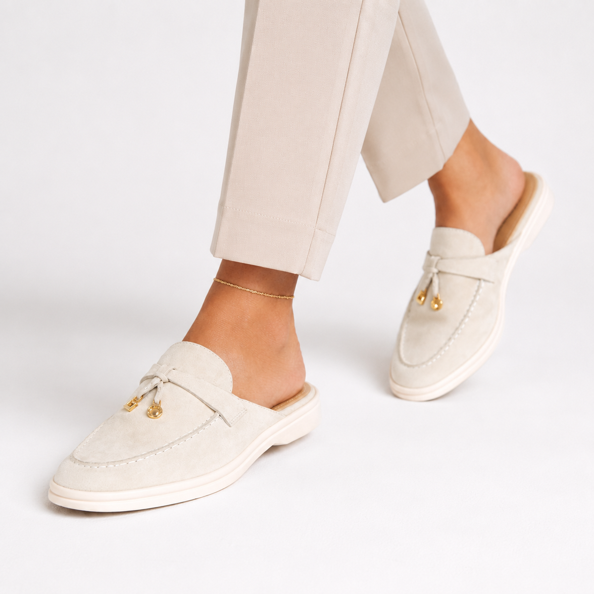 Mocassin Ouvert Crème Femme | Lucie