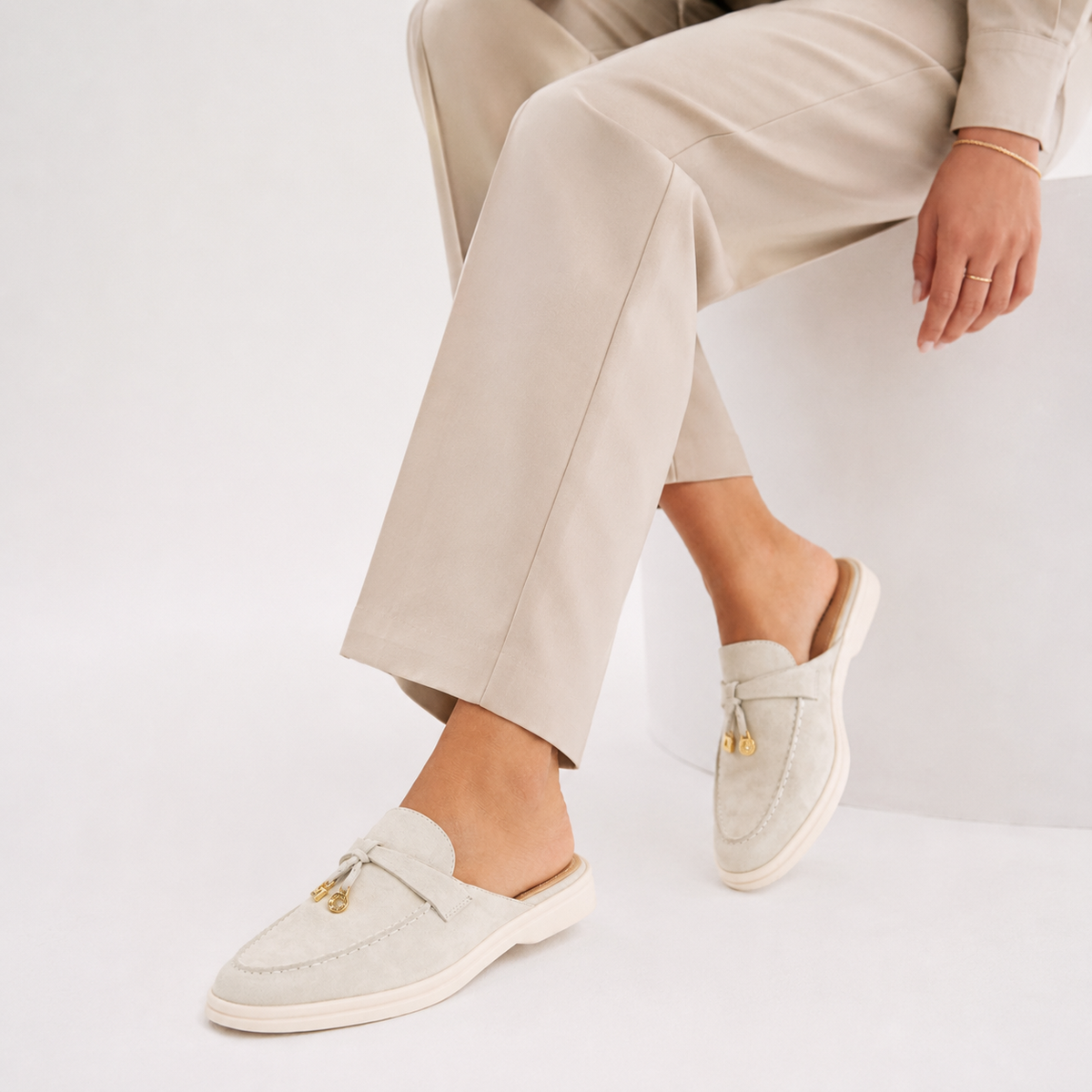 Mocassin Ouvert Crème Femme | Lucie