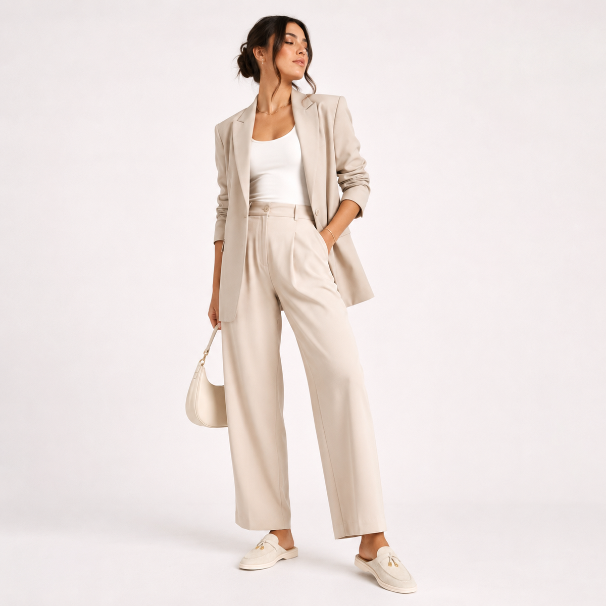 Mocassin Ouvert Crème Femme | Lucie