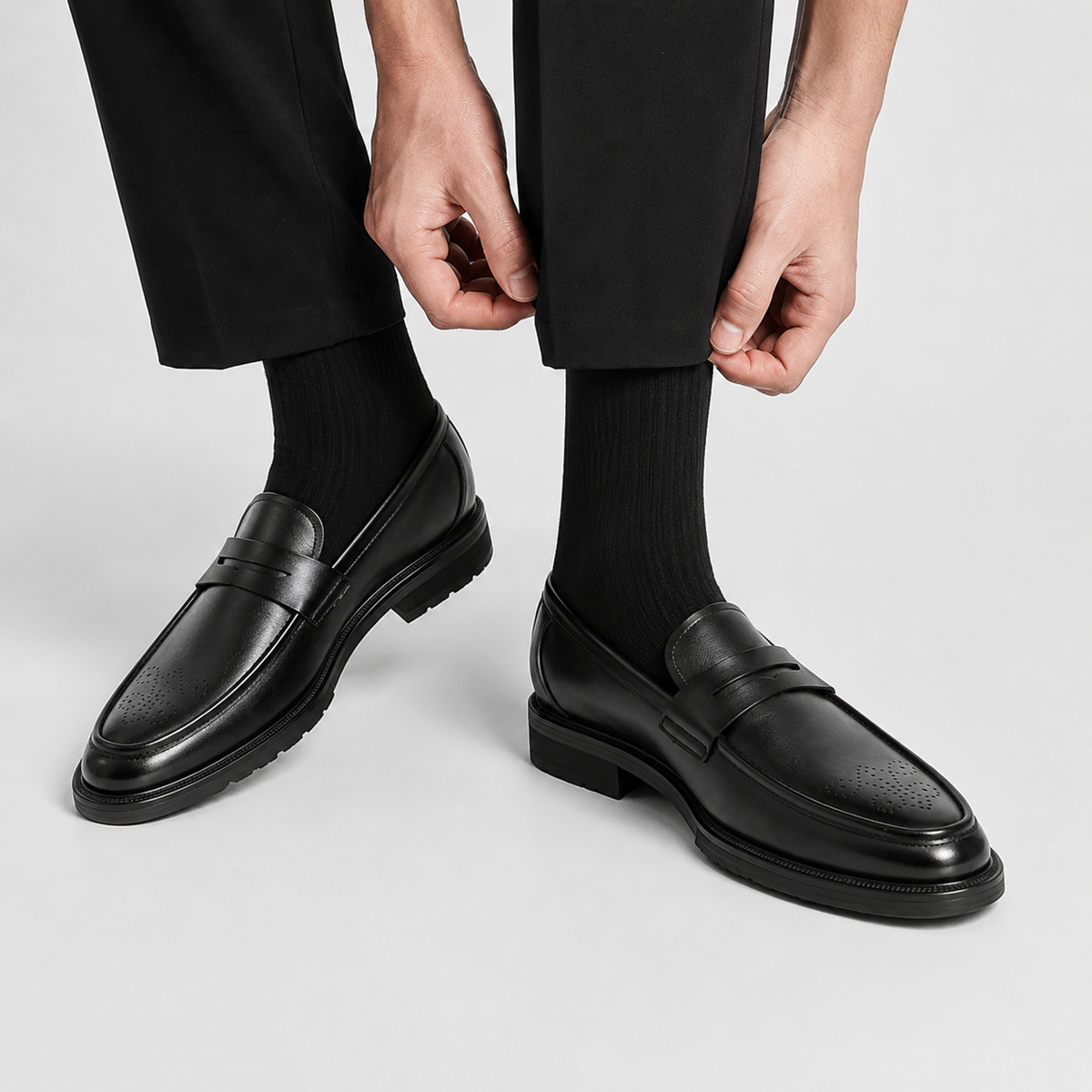Mocassin Confort en Cuir Noir pour Costume Mariage | Yannick