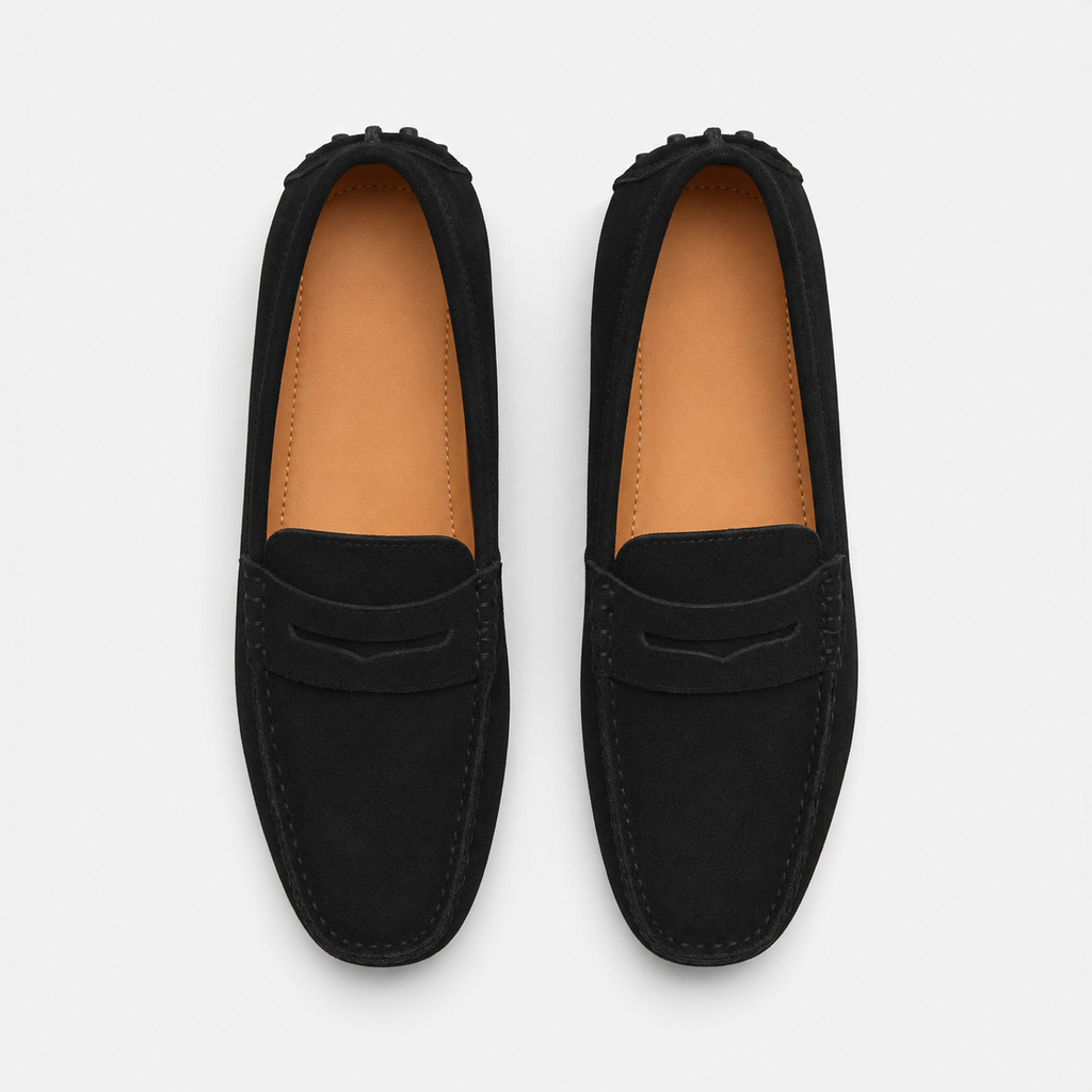 Mocassin Noir Daim Homme Vintage | Tom
