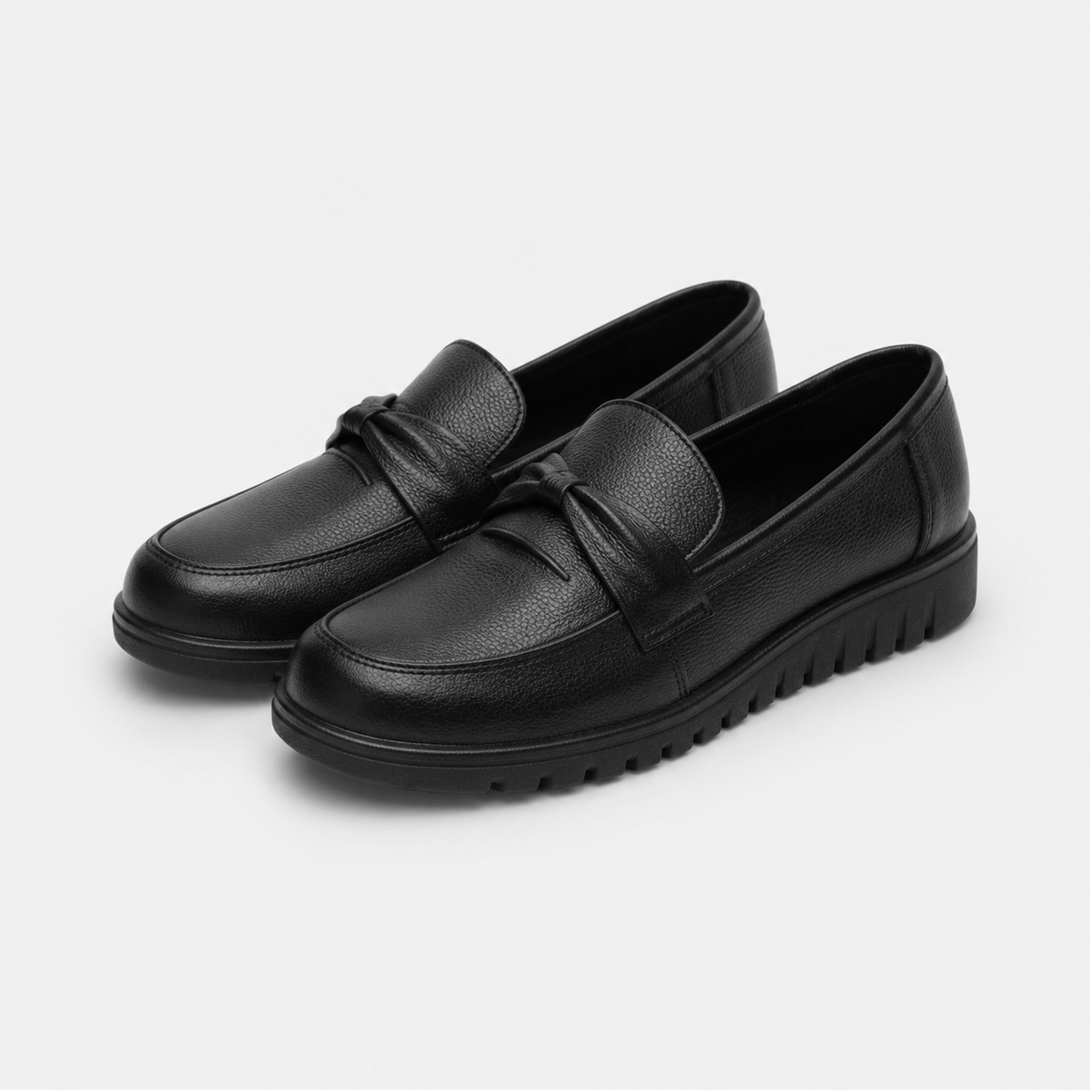 Mocassin Noir Compensé pour Femme avec Bandeau | Suzanne