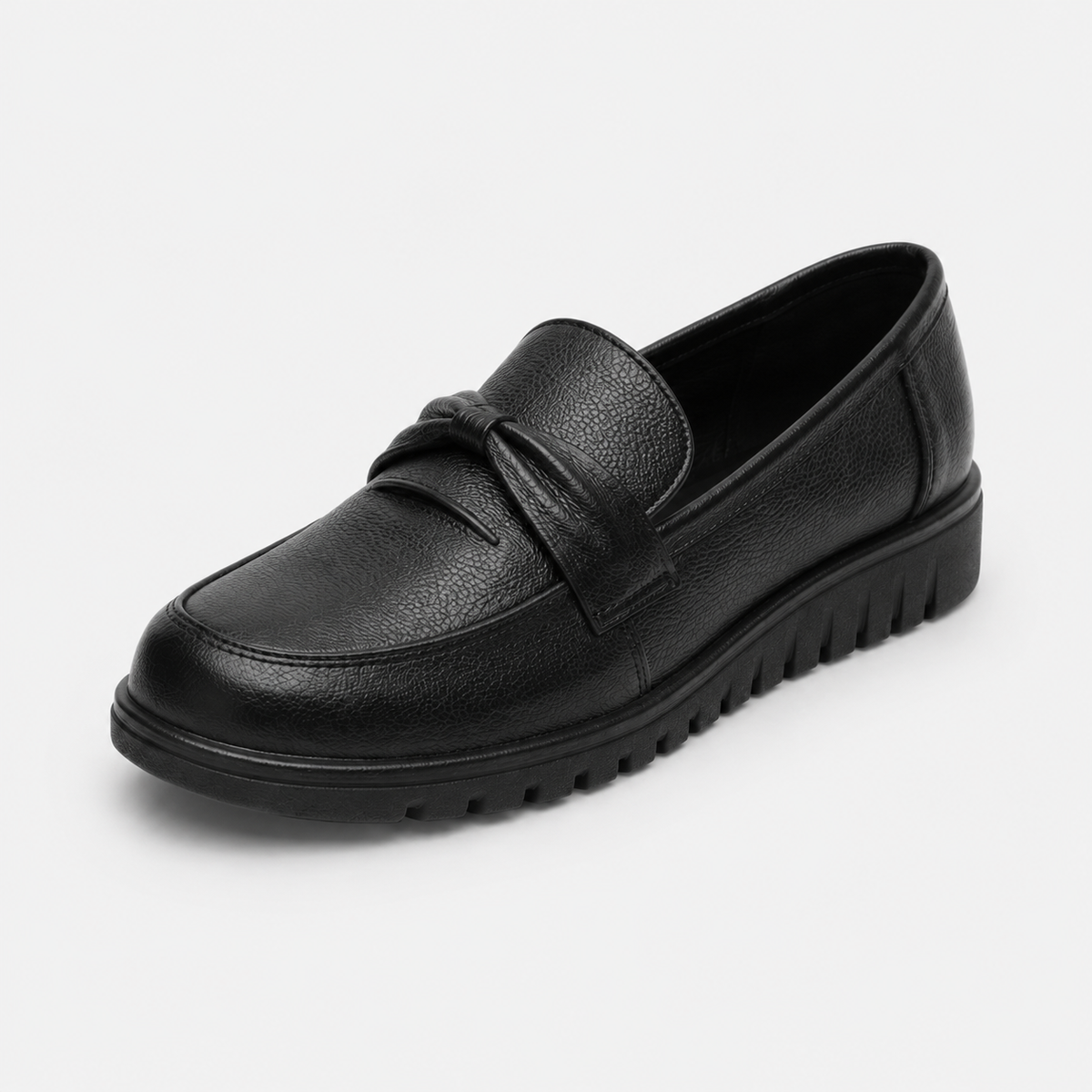 Mocassin Noir Compensé pour Femme avec Bandeau | Suzanne