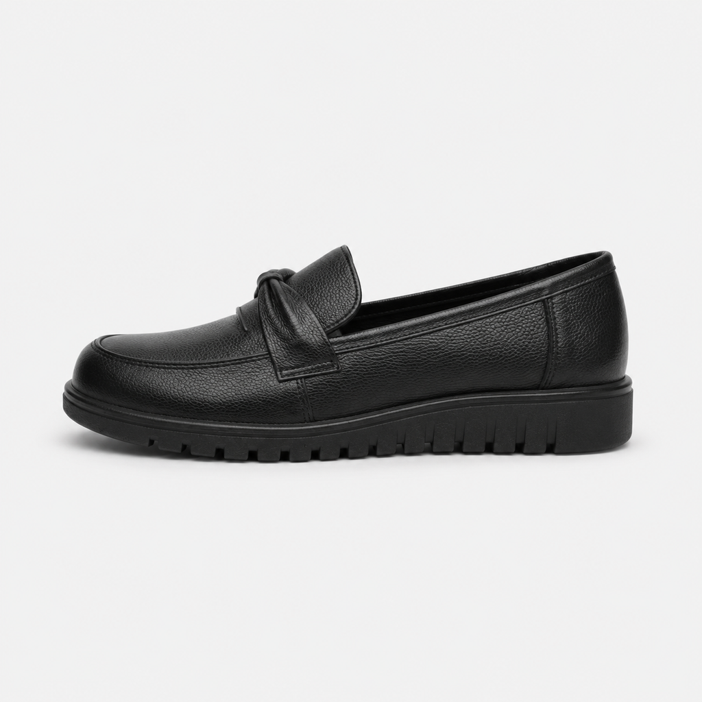 Mocassin Noir Compensé pour Femme avec Bandeau | Suzanne