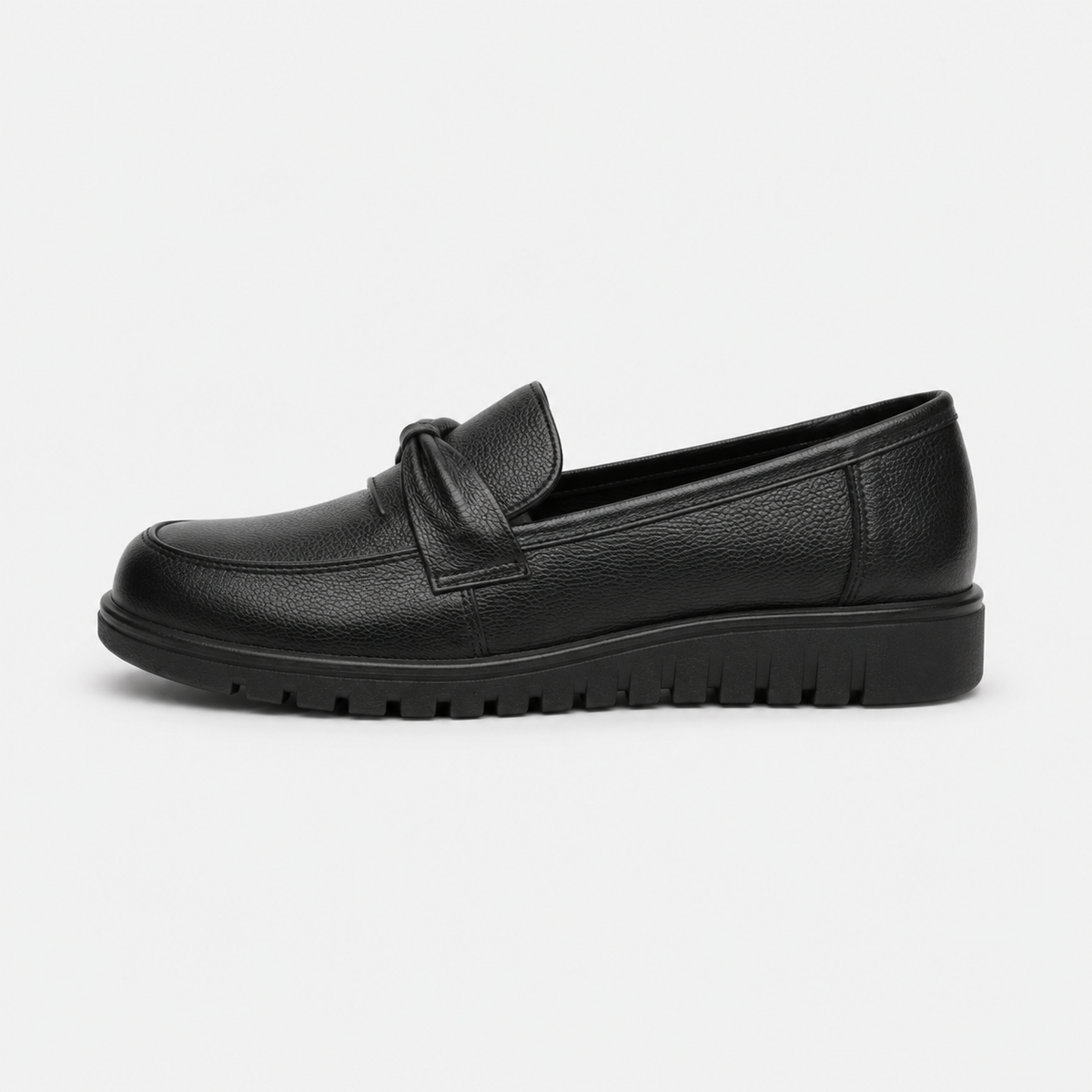 Mocassin Noir Compensé pour Femme avec Bandeau | Suzanne