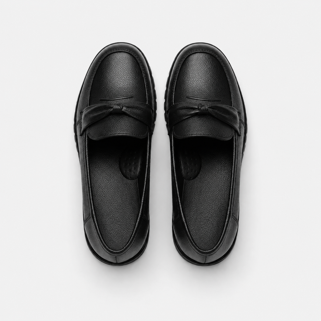 Mocassin Noir Compensé pour Femme avec Bandeau | Suzanne