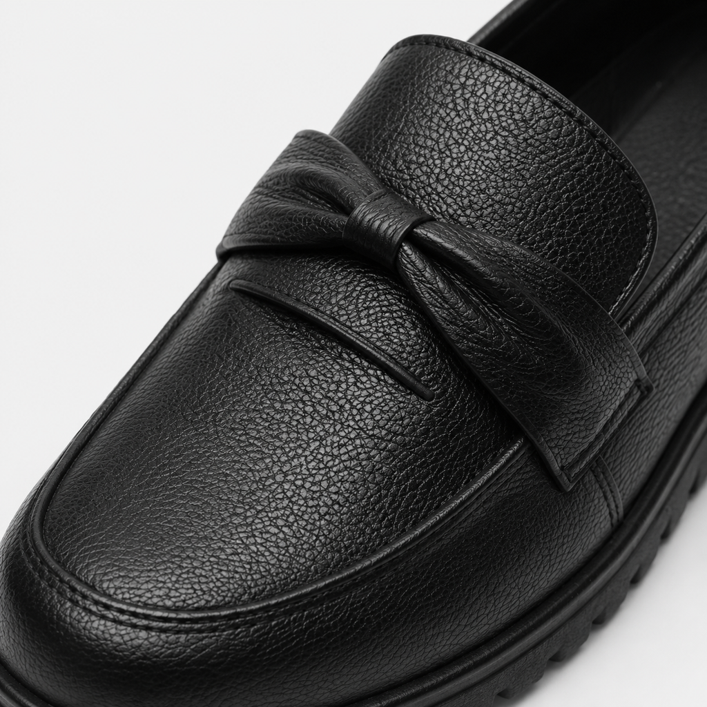 Mocassin Noir Compensé pour Femme avec Bandeau | Suzanne