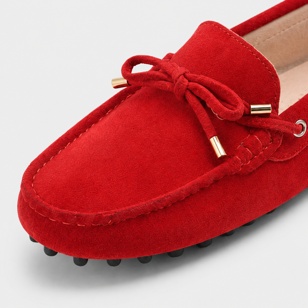 Mocassin Femme Rouge Daim | Marguerite
