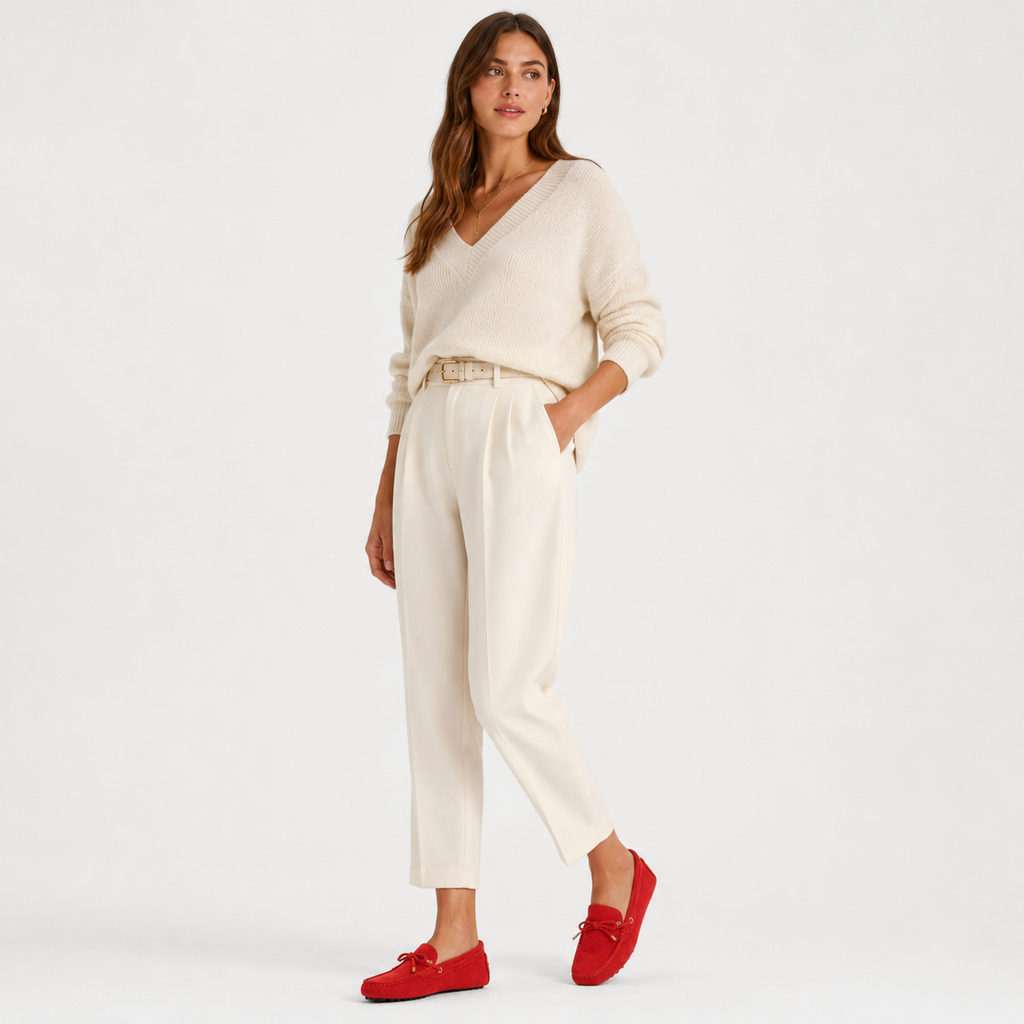 Mocassin Femme Rouge Daim | Marguerite