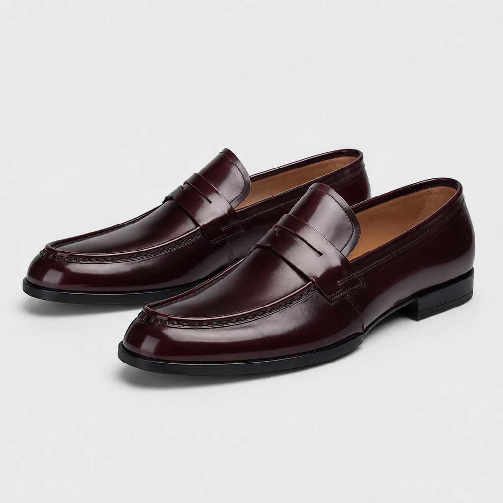 Mocassin en Cuir Vernis Bordeaux Foncé Costume pour Homme | Diego
