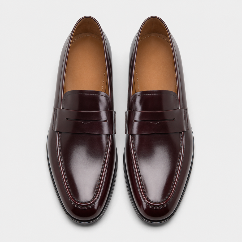 Mocassin en Cuir Vernis Bordeaux Foncé Costume pour Homme | Diego