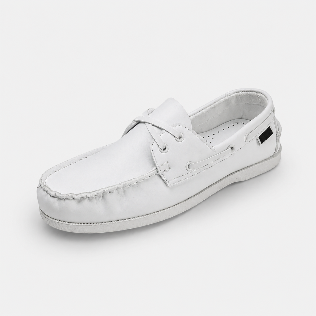 Mocassin en Cuir à Lacet Blanc pour Homme | Desire