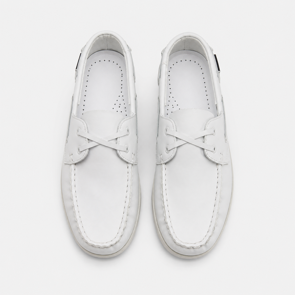 Mocassin en Cuir à Lacet Blanc pour Homme | Desire