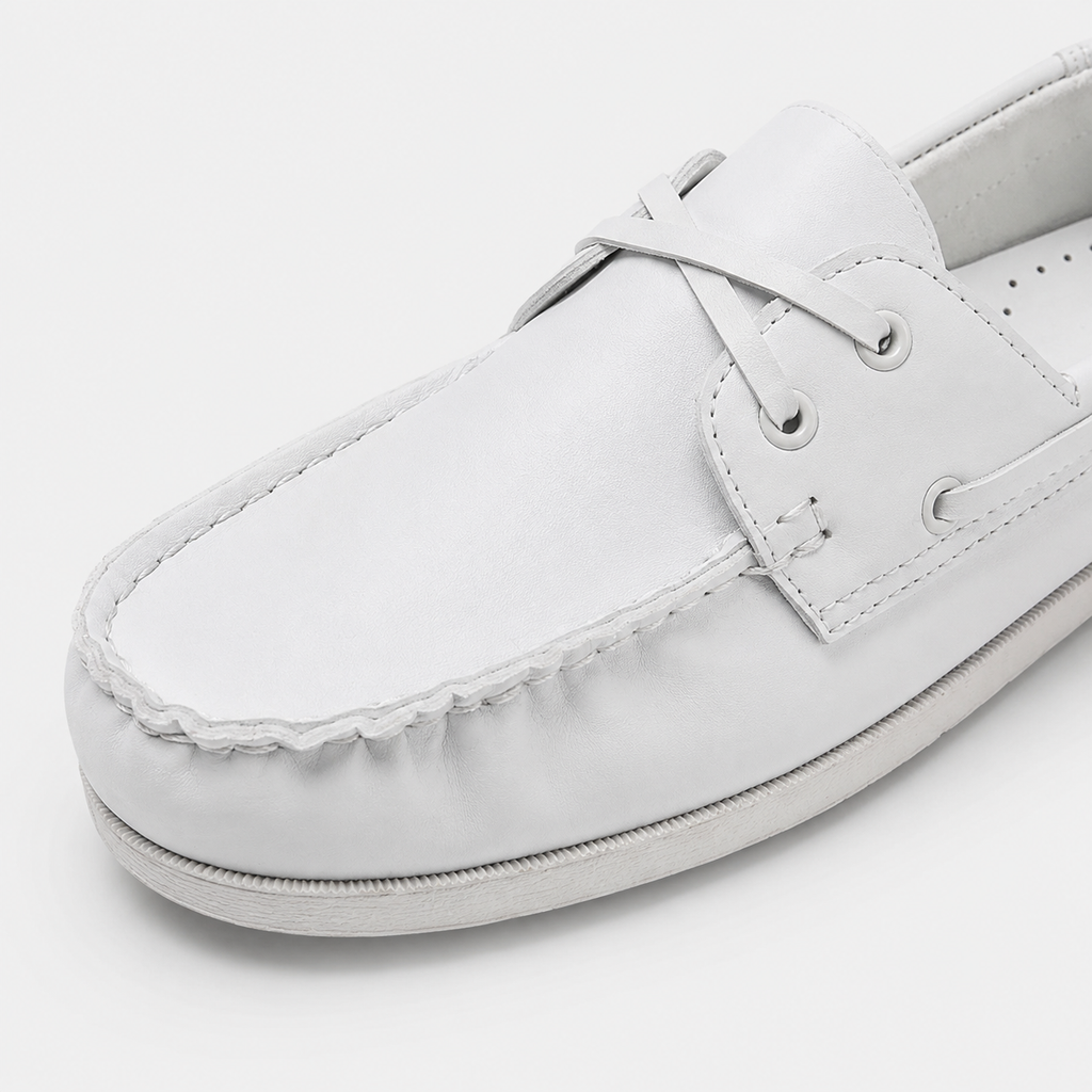 Mocassin en Cuir à Lacet Blanc pour Homme | Desire