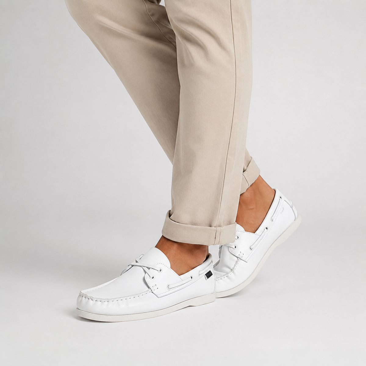 Mocassin en Cuir à Lacet Blanc pour Homme | Desire