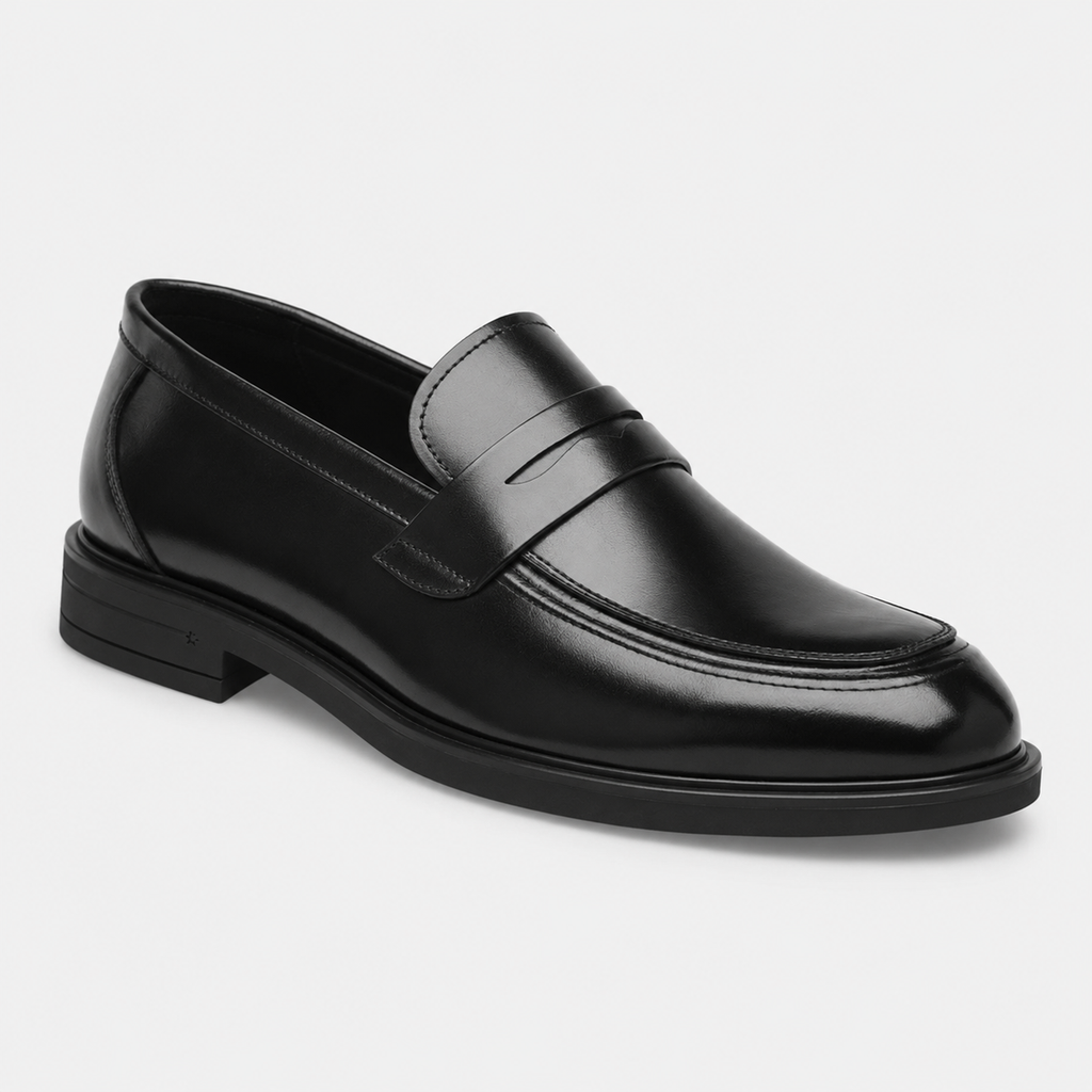 Mocassin de Ville Costume en Cuir Noir Vernis pour Homme | Eugene