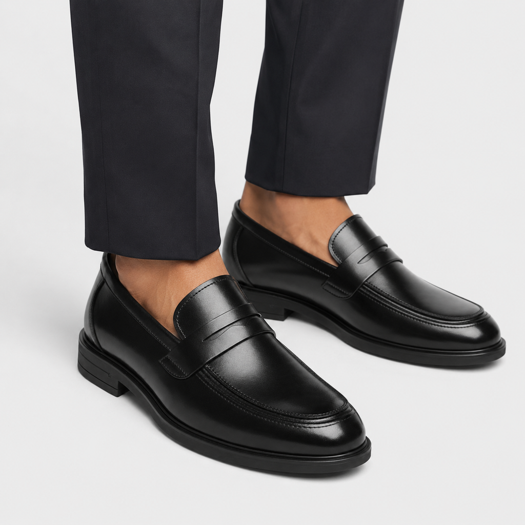 Mocassin de Ville Costume en Cuir Noir Vernis pour Homme | Eugene