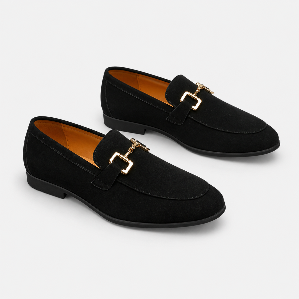 Mocassin Daim Nubuck Noir Mors Doré Homme | Remi