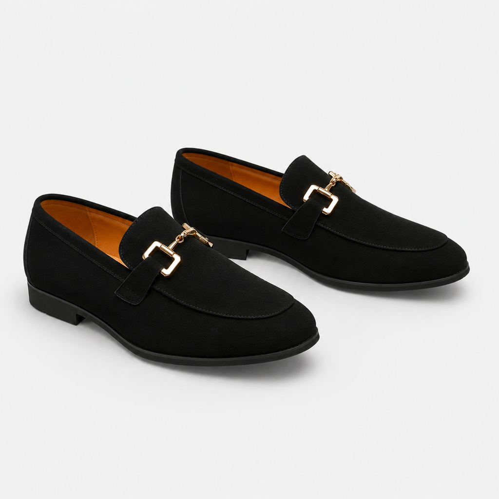 Mocassin Daim Nubuck Noir Mors Doré Homme | Remi