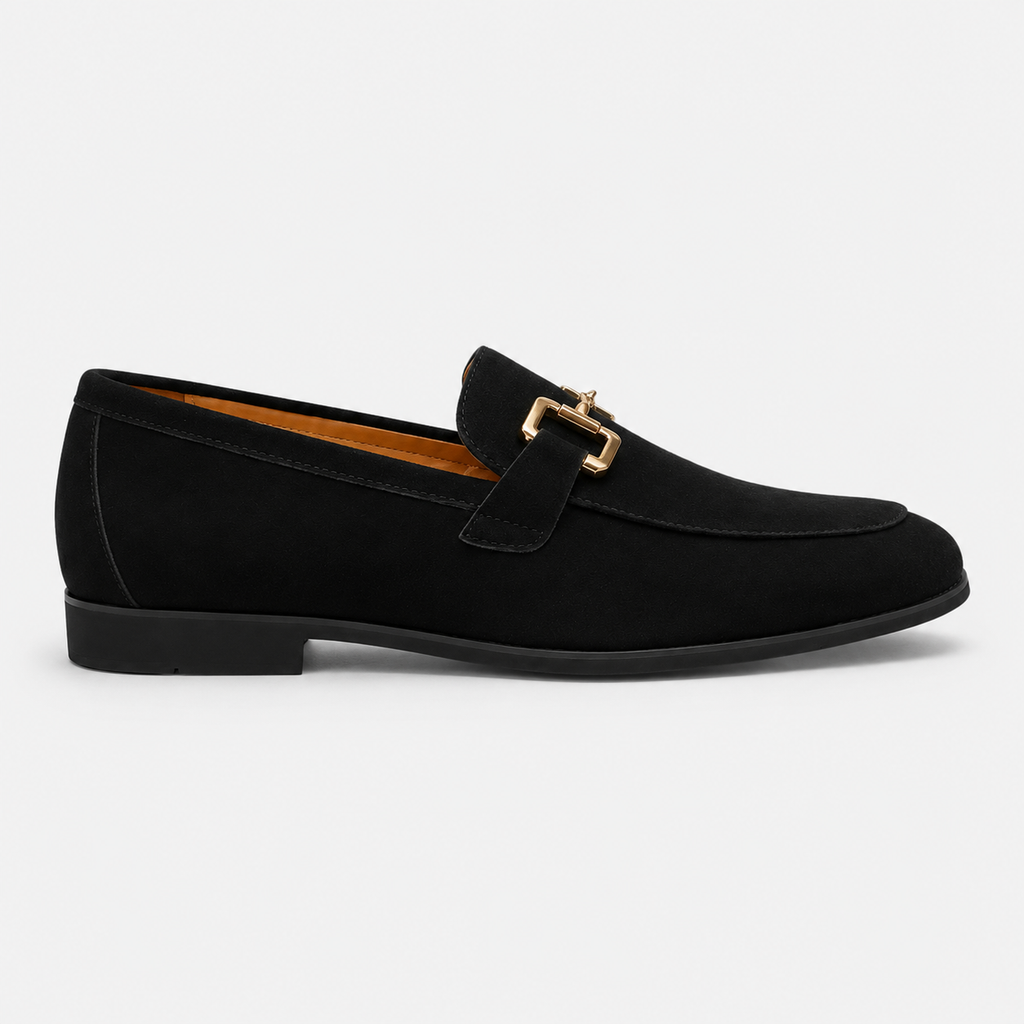 Mocassin Daim Nubuck Noir Mors Doré Homme | Remi