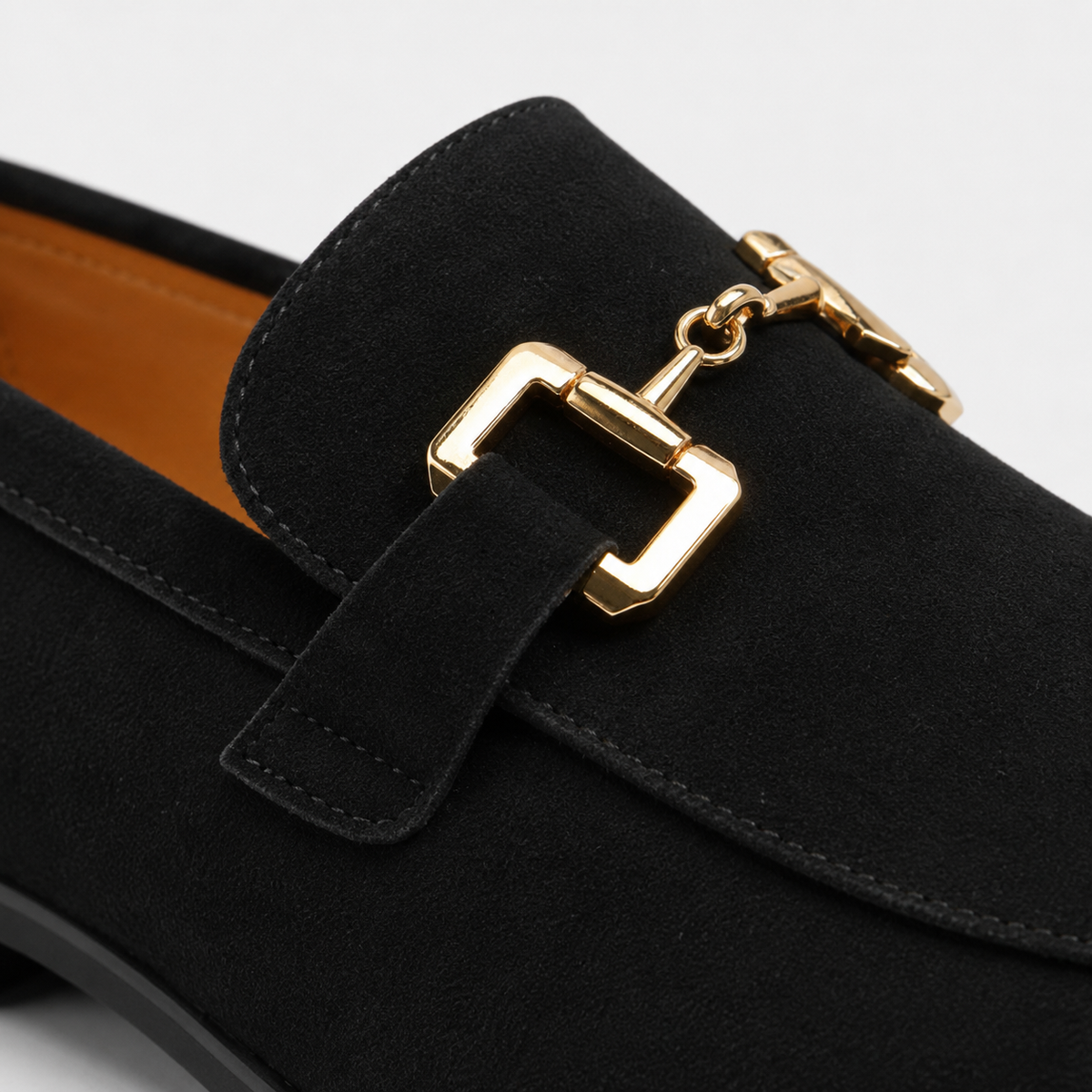 Mocassin Daim Nubuck Noir Mors Doré Homme | Remi