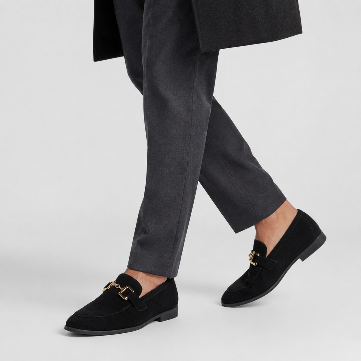 Mocassin Daim Nubuck Noir Mors Doré Homme | Remi