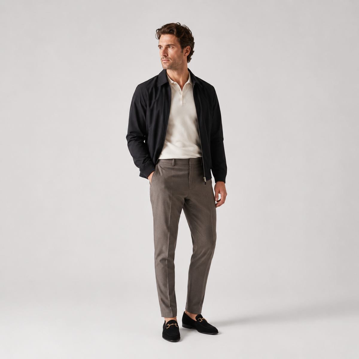 Mocassin Daim Nubuck Noir Mors Doré Homme | Remi