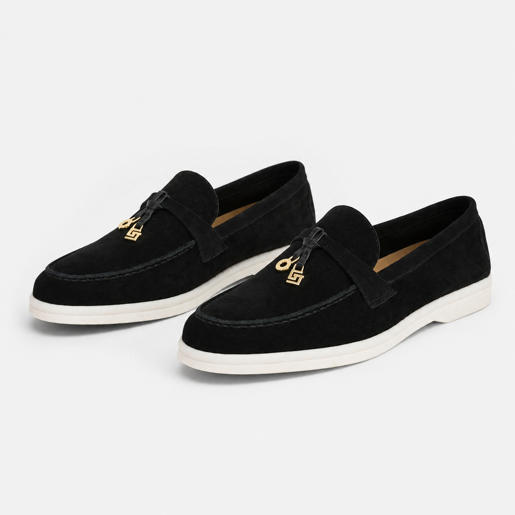 Mocassin Daim Noir Glands Dorés | Angele