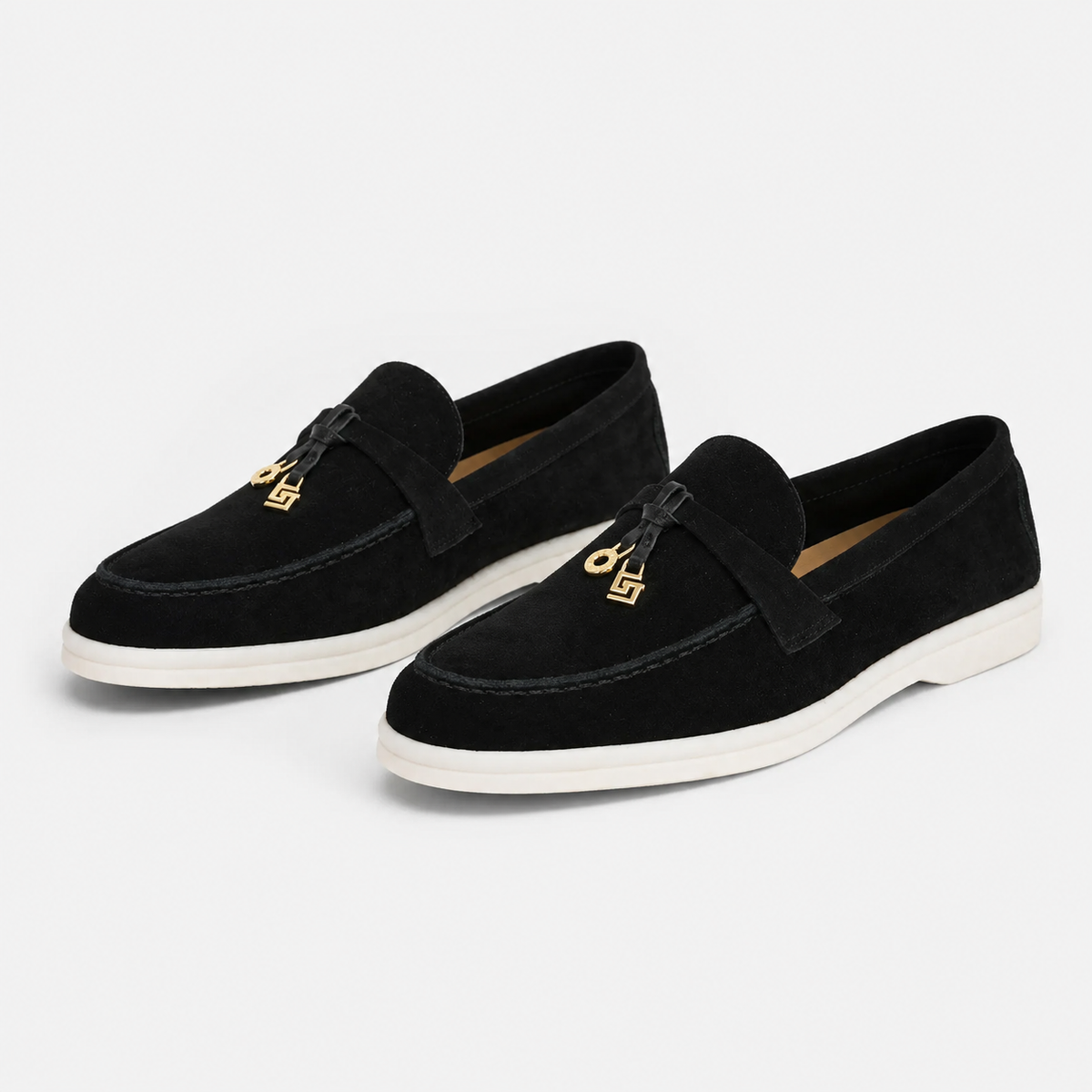 Mocassin Daim Noir Glands Dorés | Angele