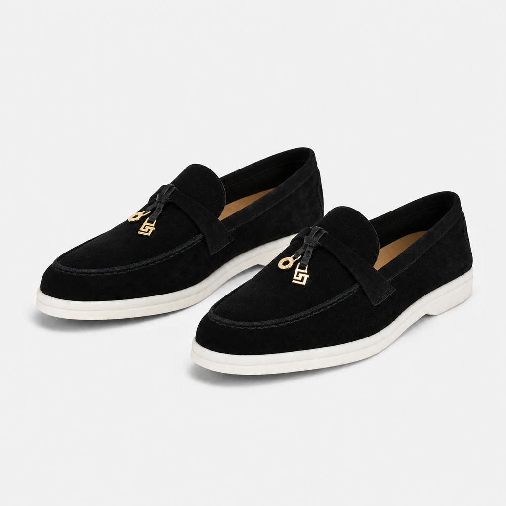 Mocassin Daim Noir Glands Dorés | Angele