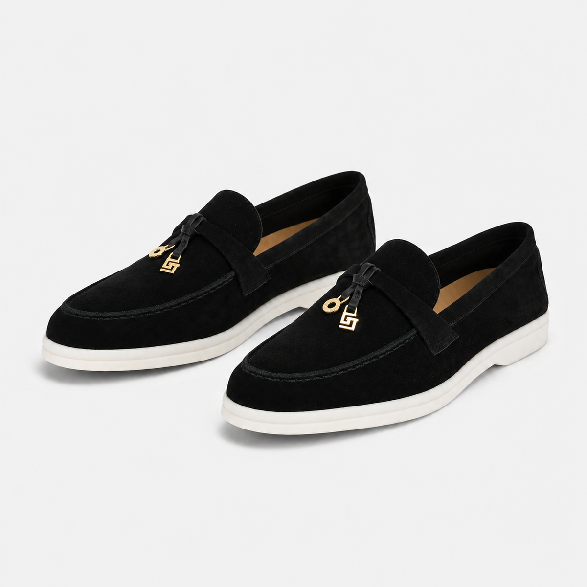 Mocassin Daim Noir Glands Dorés | Angele