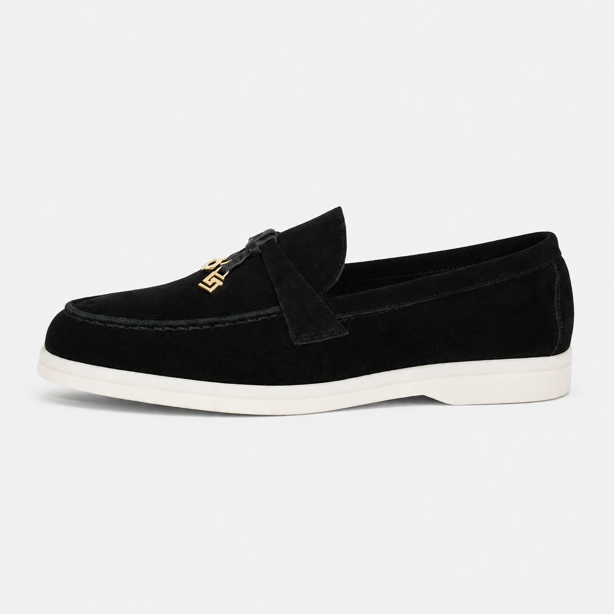 Mocassin Daim Noir Glands Dorés | Angele