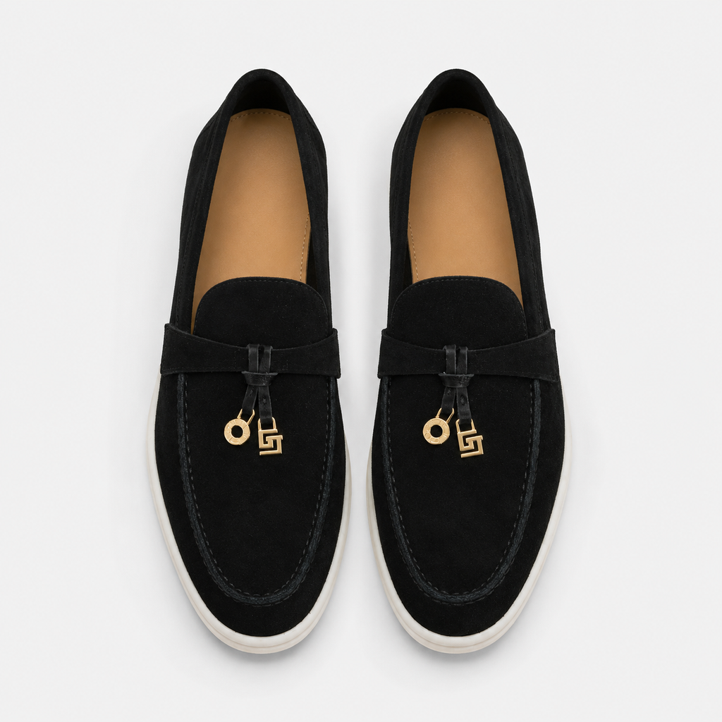 Mocassin Daim Noir Glands Dorés | Angele