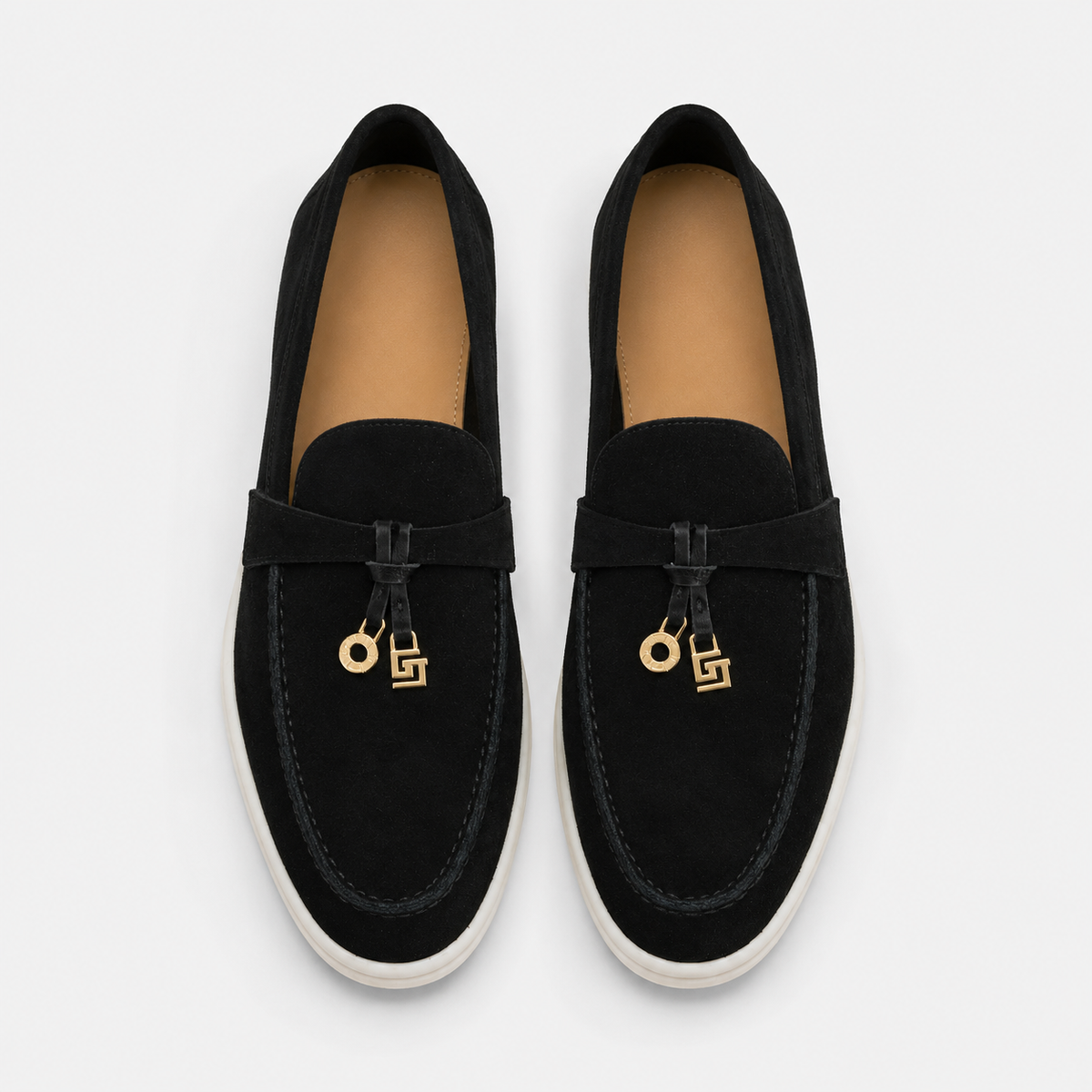 Mocassin Daim Noir Glands Dorés | Angele
