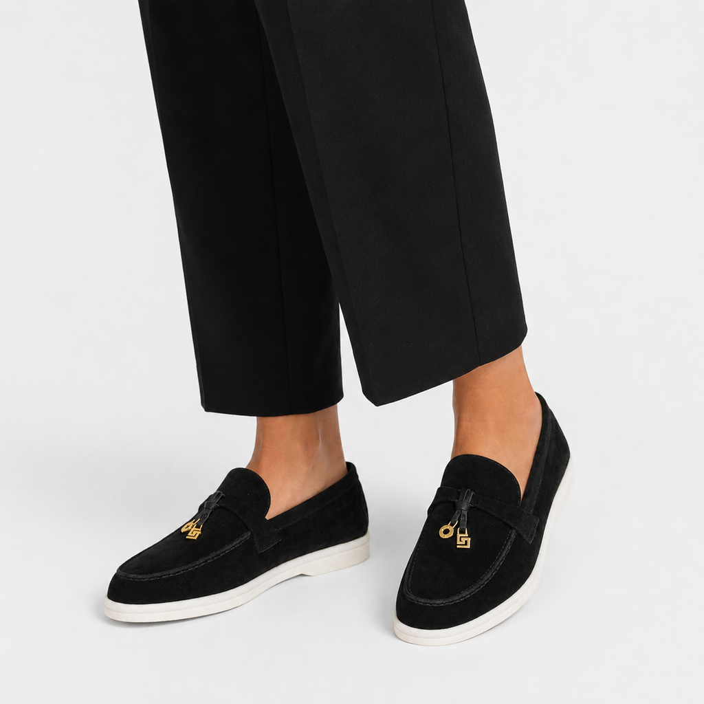 Mocassin Daim Noir Glands Dorés | Angele