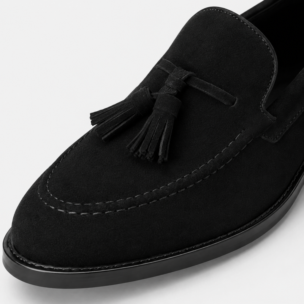 Mocassin Daim Noir Gland Talon pour Homme | Luc