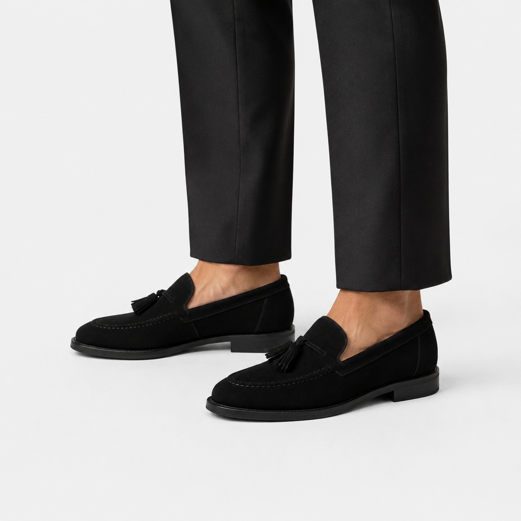 Mocassin Daim Noir Gland Talon pour Homme | Luc