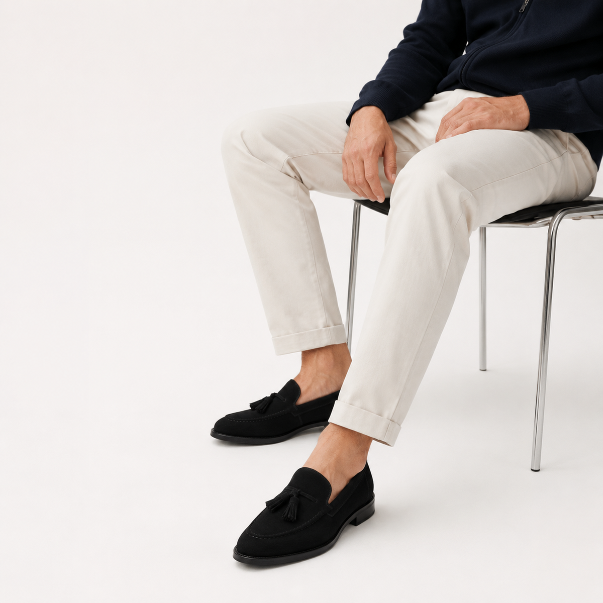 Mocassin Daim Noir Gland Talon pour Homme | Luc
