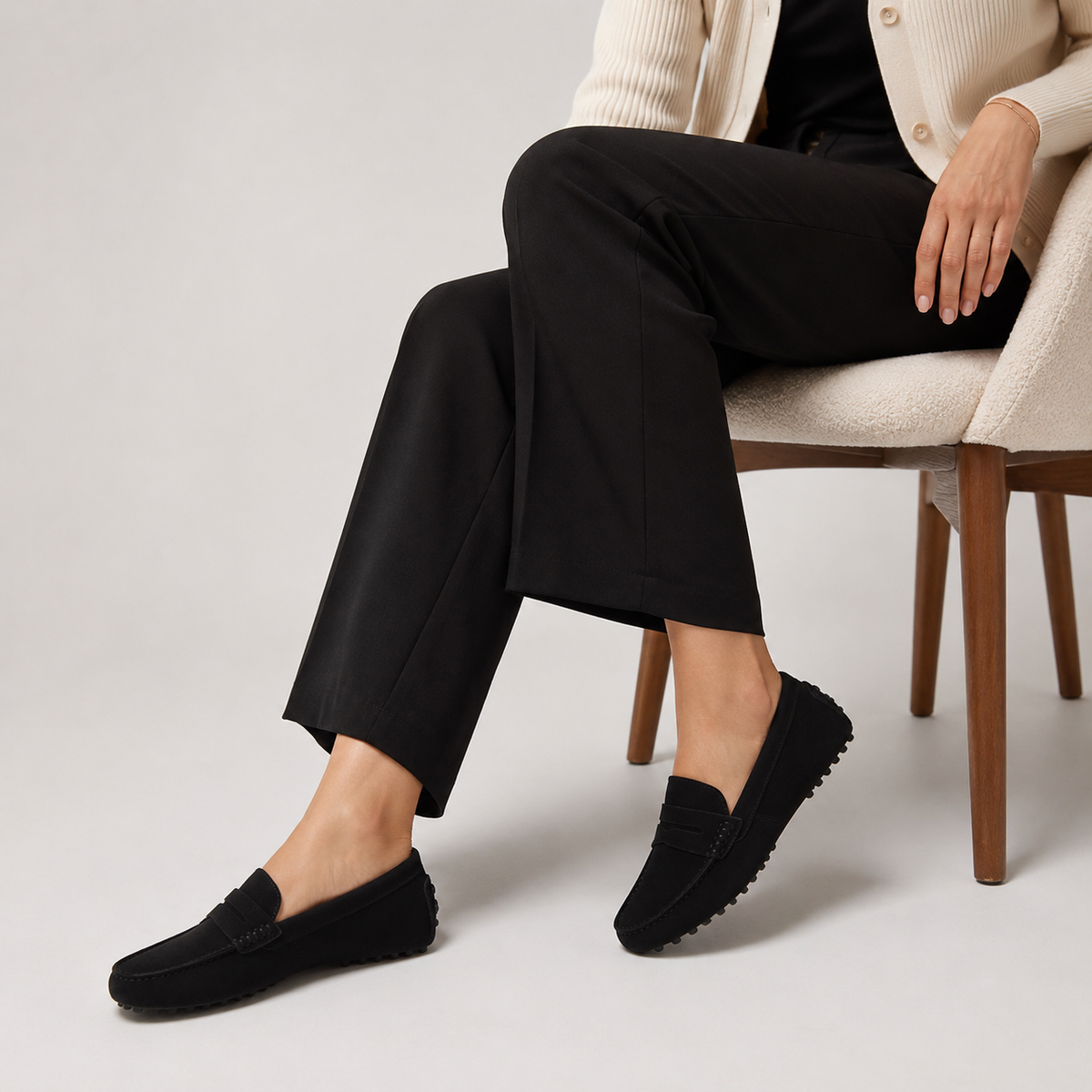 Mocassin Daim Noir Femme | Florence