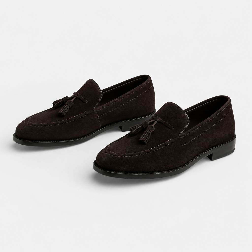 Mocassin Daim Marron Foncé à Glands et Talon Homme | Gabriel